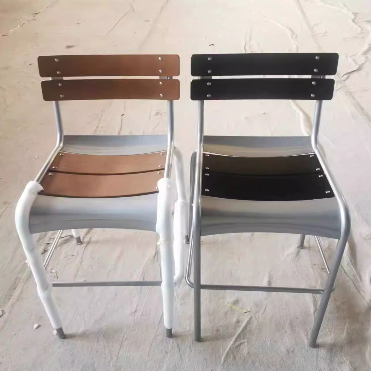 Retro Beech Wood Metal Bar Stool