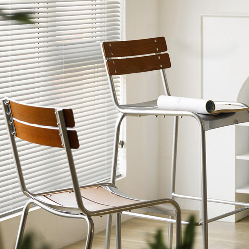 Retro Beech Wood Metal Bar Stool
