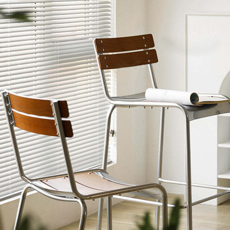 Retro Beech Wood Metal Bar Stool