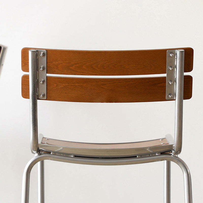 Retro Beech Wood Metal Bar Stool