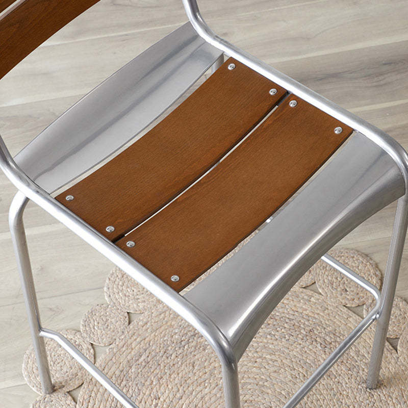 Retro Beech Wood Metal Bar Stool