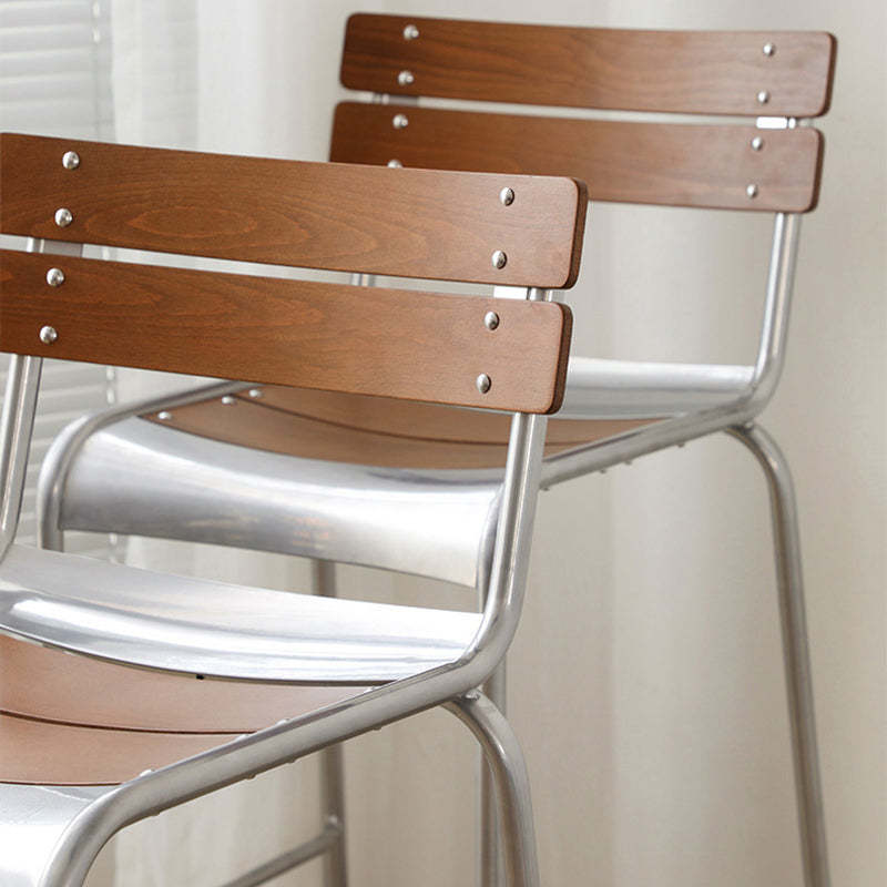 Retro Beech Wood Metal Bar Stool