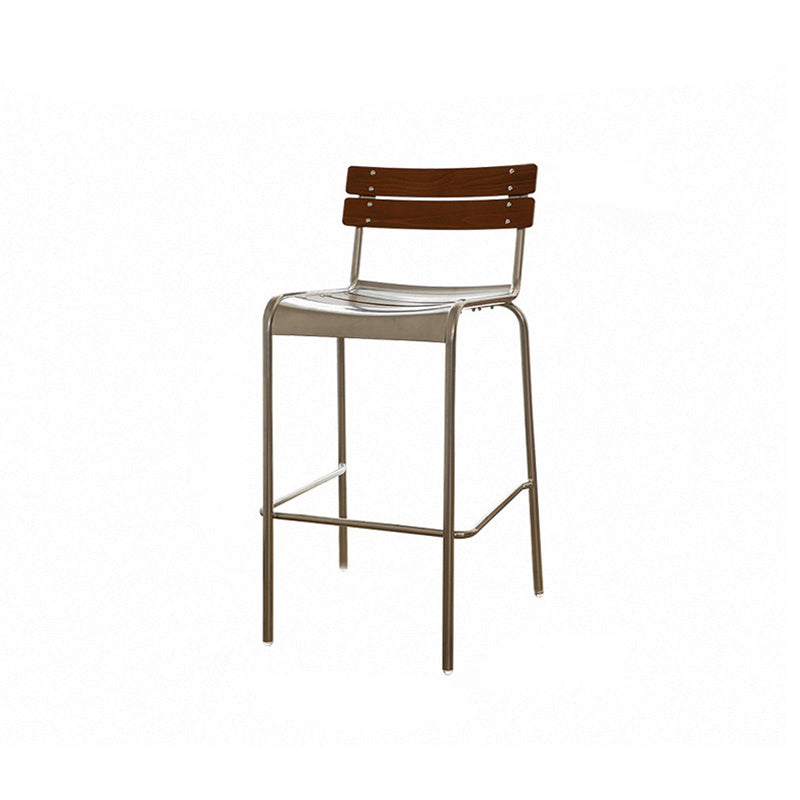 Retro Beech Wood Metal Bar Stool