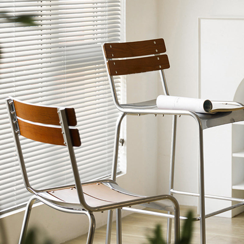 Retro Beech Wood Metal Bar Stool
