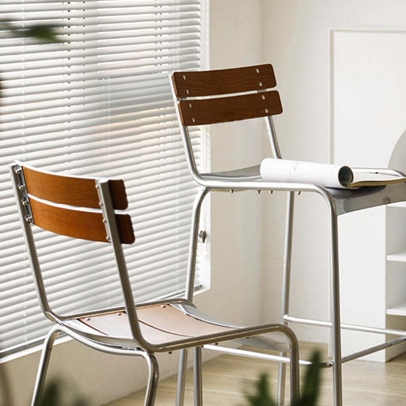 Retro Beech Wood Metal Bar Stool
