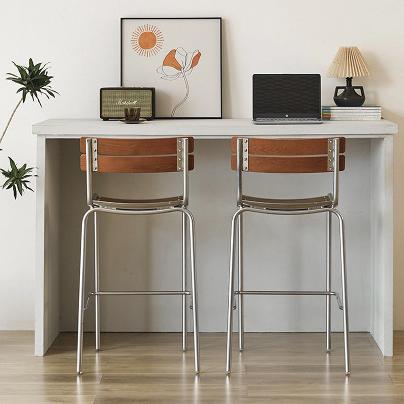 Retro Beech Wood Metal Bar Stool — Walnut