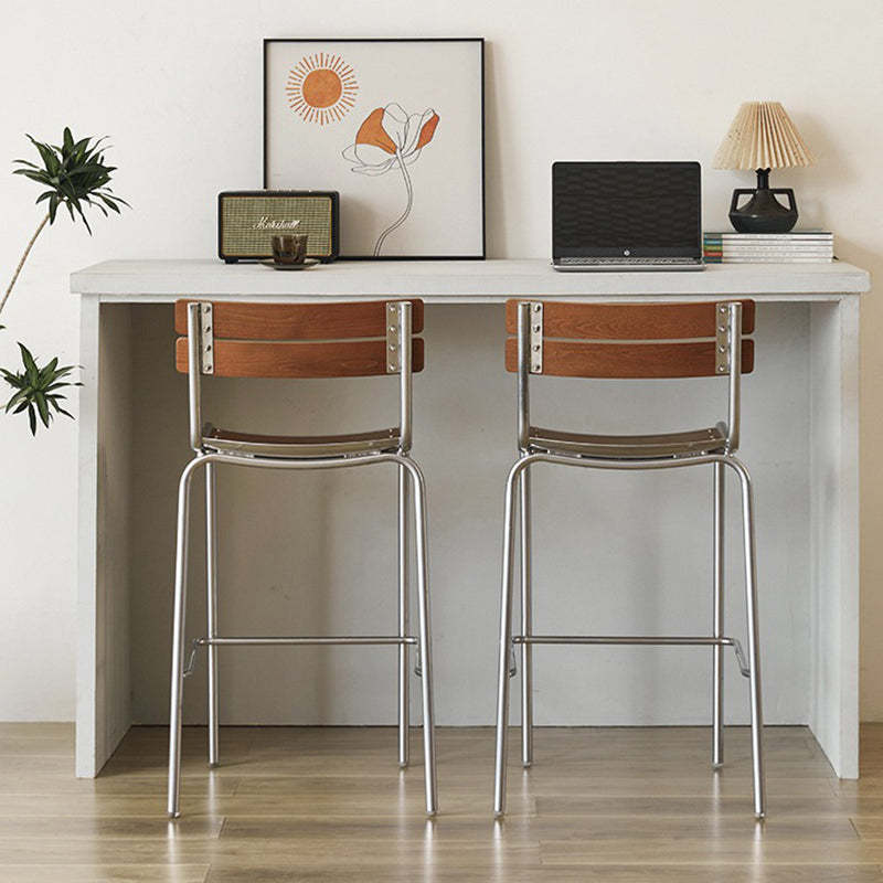 Retro Beech Wood Metal Bar Stool — Walnut