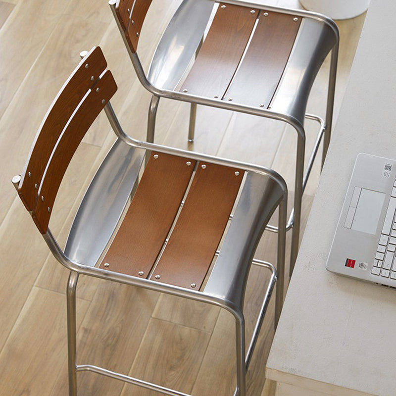 Retro Beech Wood Metal Bar Stool