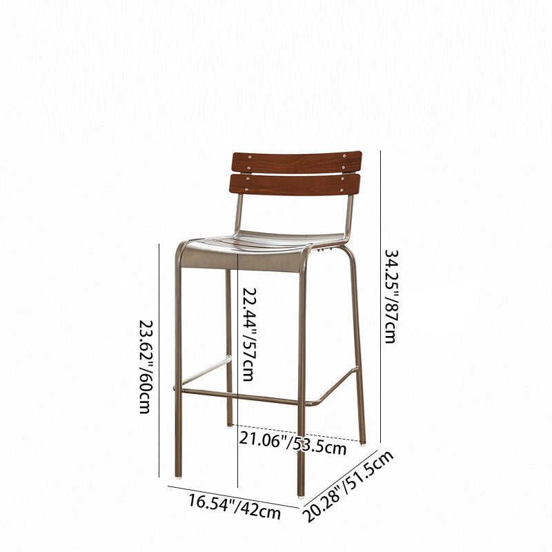 Retro Beech Wood Metal Bar Stool — Walnut