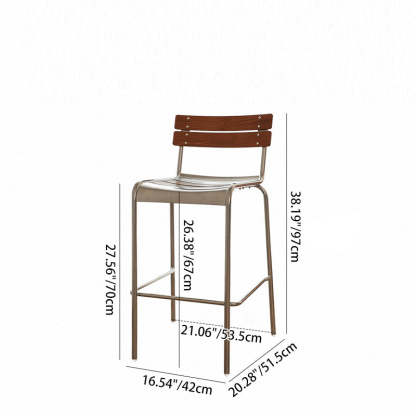 Retro Beech Wood Metal Bar Stool