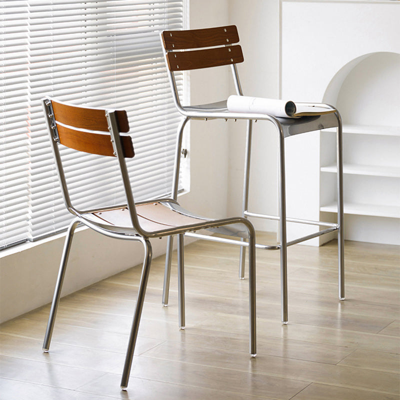 Retro Beech Wood Metal Bar Stool