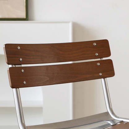 Retro Beech Wood Metal Bar Stool