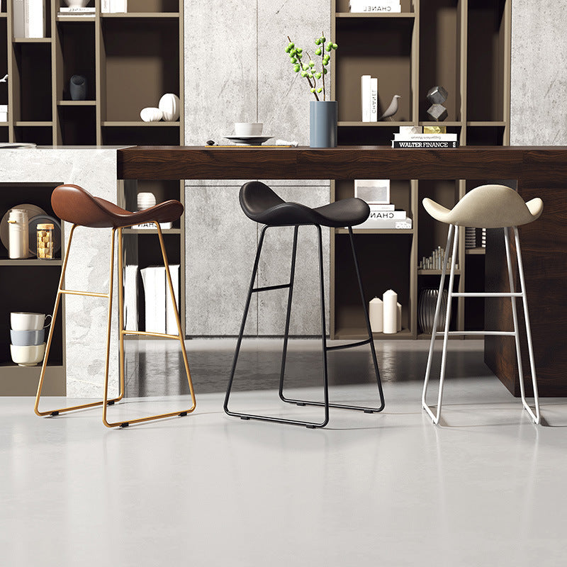 Scandinavian Leather Iron Triangle Bar Stool