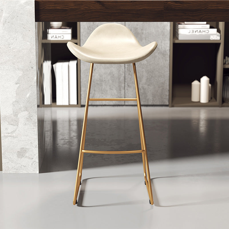 Scandinavian Leather Iron Triangle Bar Stool — Black / Gold