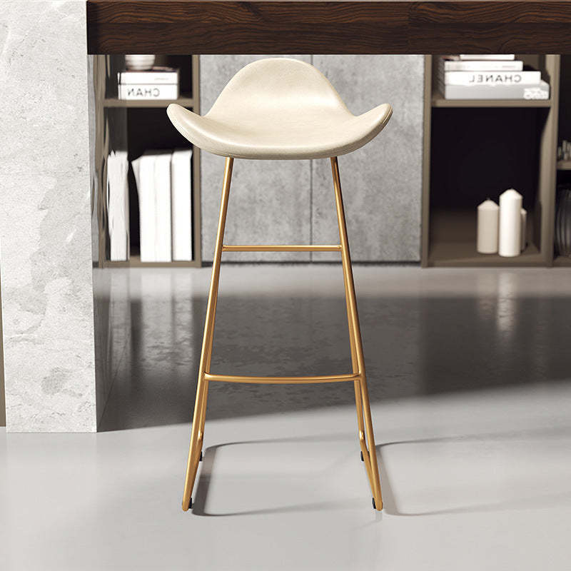 Scandinavian Leather Iron Triangle Bar Stool — Black / Gold
