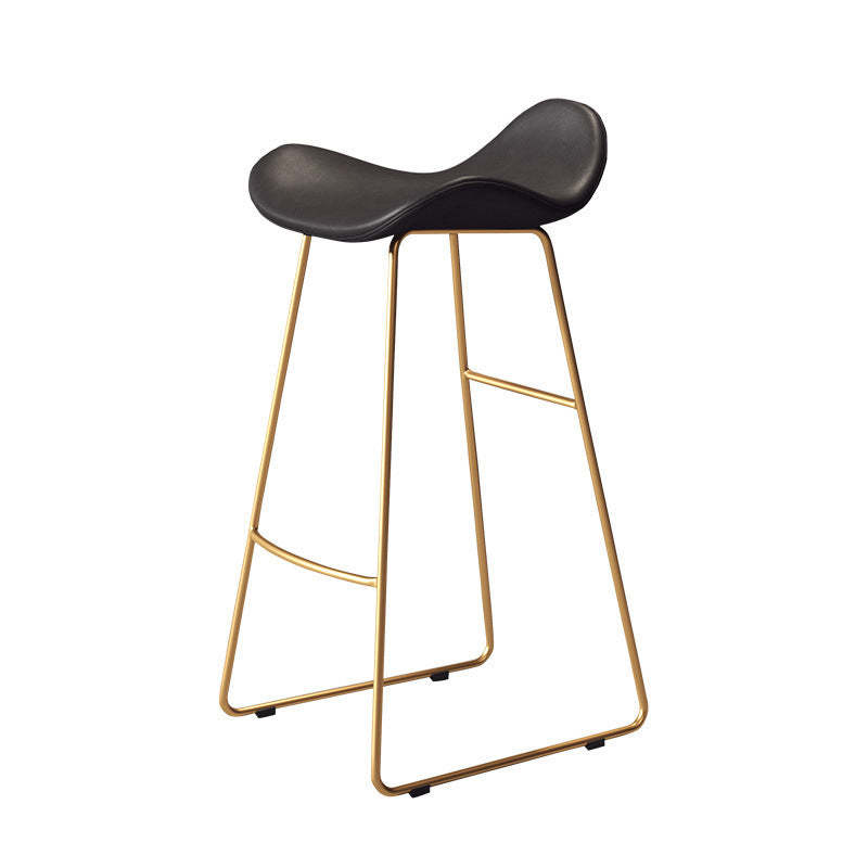 Scandinavian Leather Iron Triangle Bar Stool — White / White