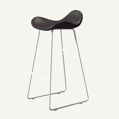 Scandinavian Leather Iron Triangle Bar Stool — Brown / White