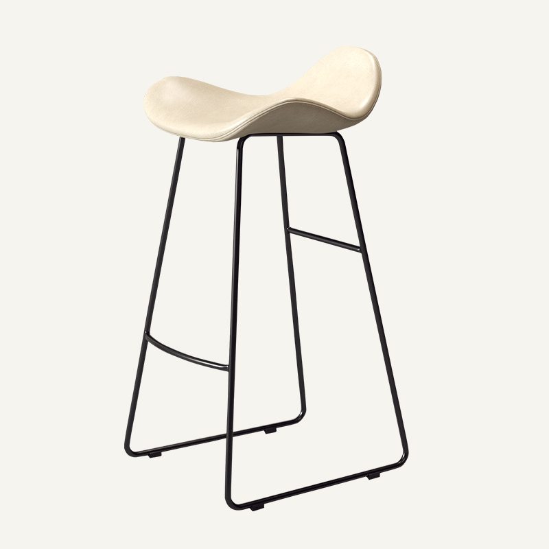 Scandinavian Leather Iron Triangle Bar Stool — Brown / Black