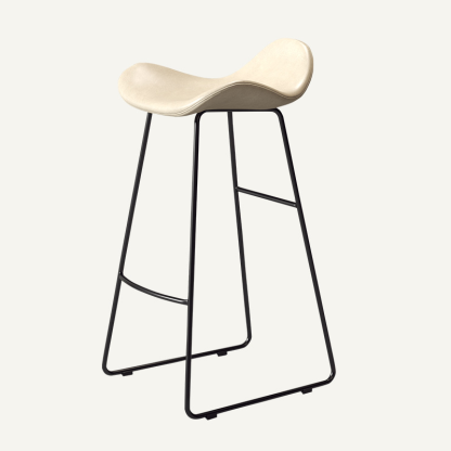 Scandinavian Leather Iron Triangle Bar Stool — Brown / Black