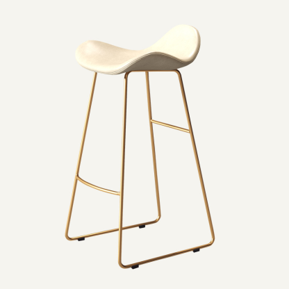 Scandinavian Leather Iron Triangle Bar Stool — White / Black