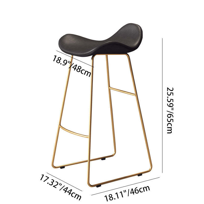 Scandinavian Leather Iron Triangle Bar Stool — Brown / Gold