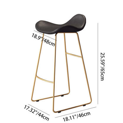Scandinavian Leather Iron Triangle Bar Stool — Brown / Gold