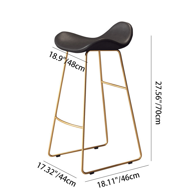 Scandinavian Leather Iron Triangle Bar Stool — White / Black