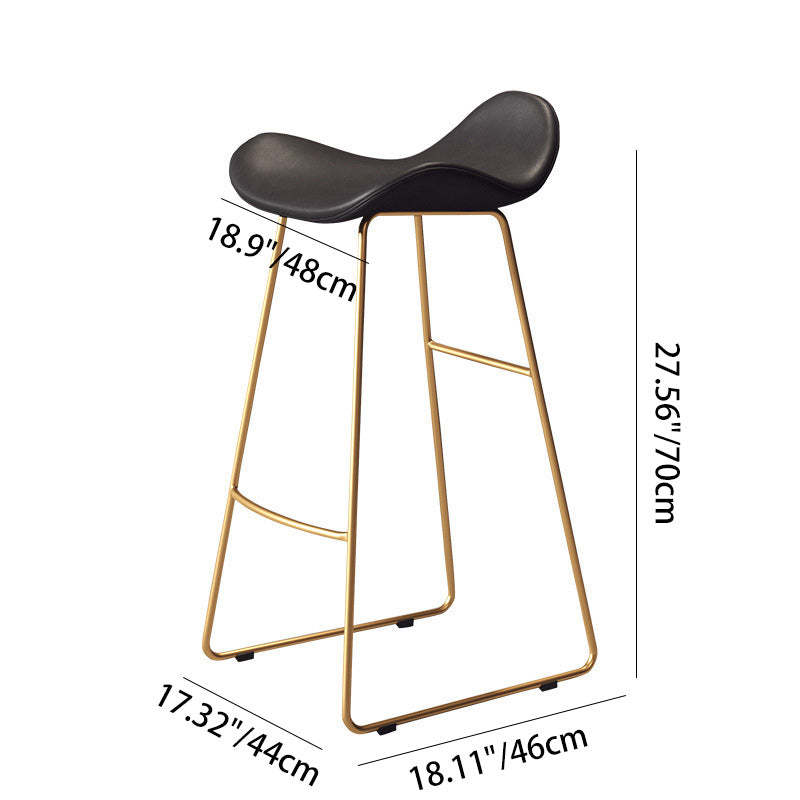 Scandinavian Leather Iron Triangle Bar Stool — White / Black
