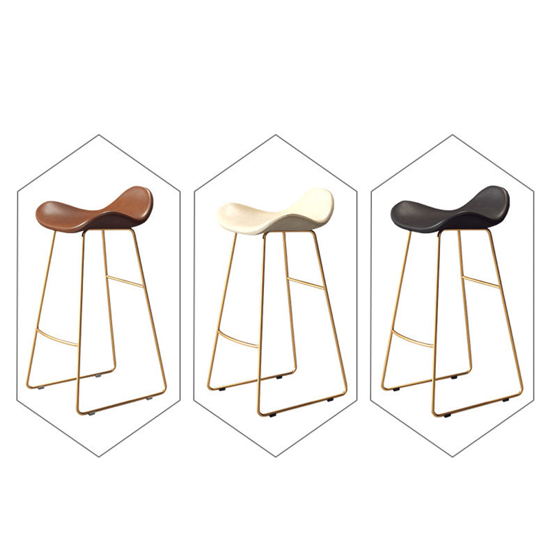 Scandinavian Leather Iron Triangle Bar Stool — White / Gold