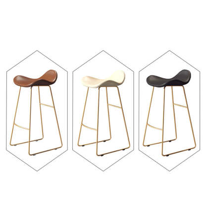 Scandinavian Leather Iron Triangle Bar Stool — White / Gold