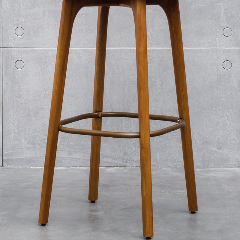 Industrial Wood Leather Square Bar Stool