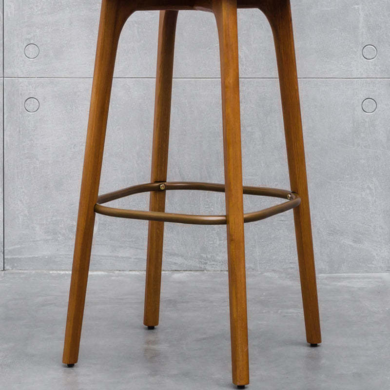 Industrial Wood Leather Square Bar Stool