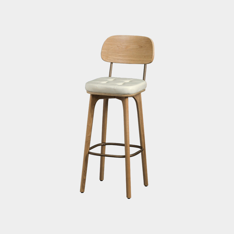 Industrial Wood Leather Square Bar Stool
