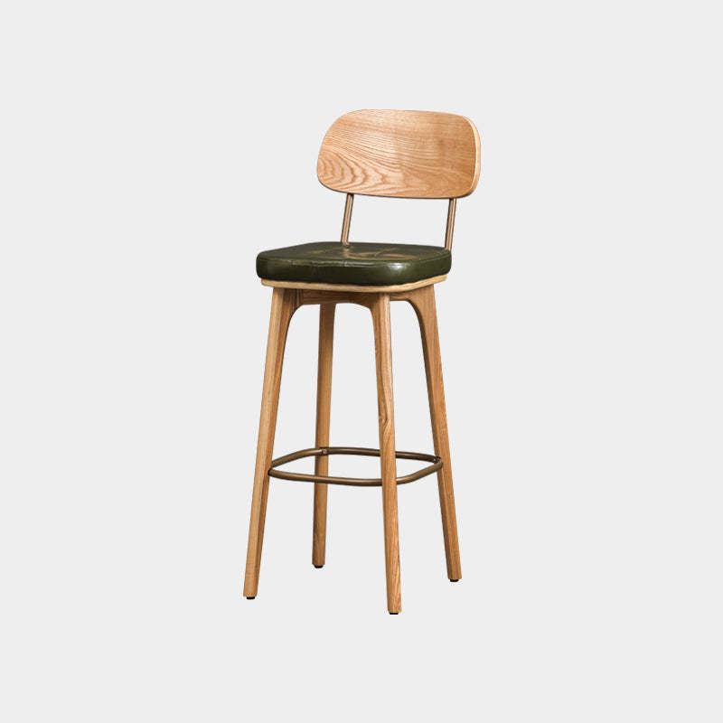 Industrial Wood Leather Square Bar Stool
