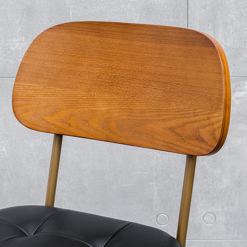Industrial Wood Leather Square Bar Stool — Green Seat + Wood Frame