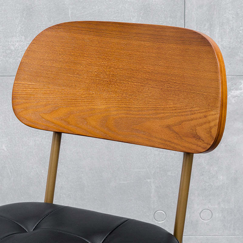 Industrial Wood Leather Square Bar Stool — Green Seat + Wood Frame