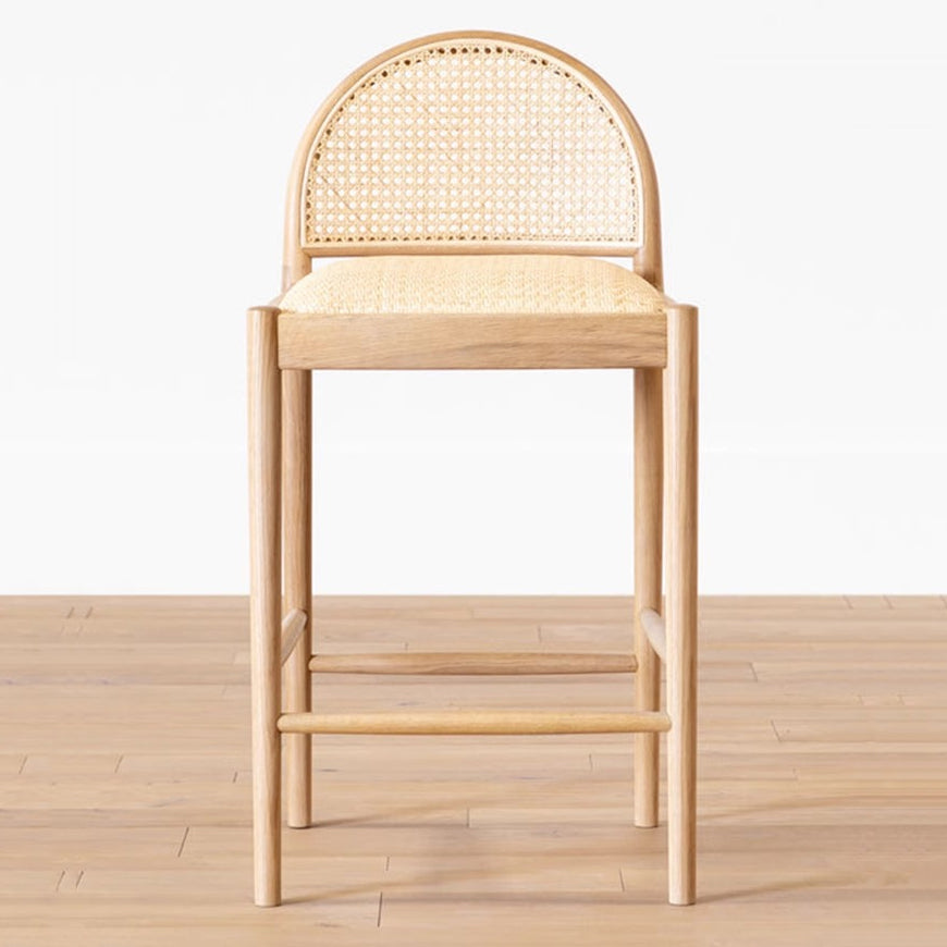 Japanese Woven Rattan Chair — Natural Rattan + Wood Color