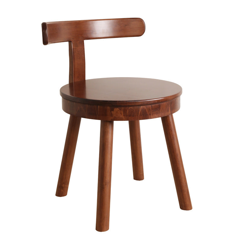 Retro Nanmu Bamboo Round Swivel Low Stool