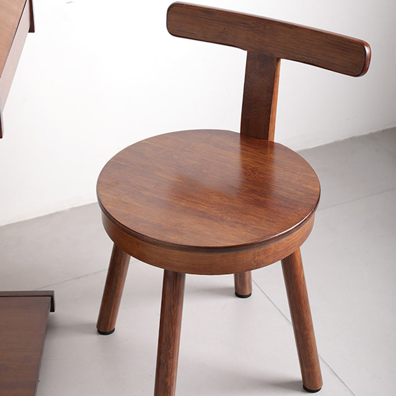 Retro Nanmu Bamboo Round Swivel Low Stool