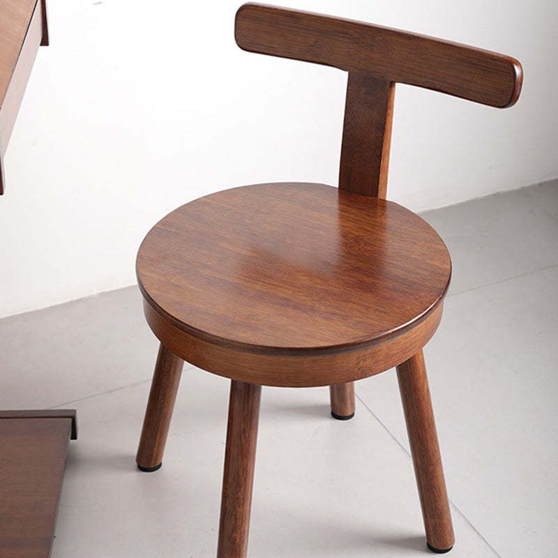 Retro Nanmu Bamboo Round Swivel Low Stool