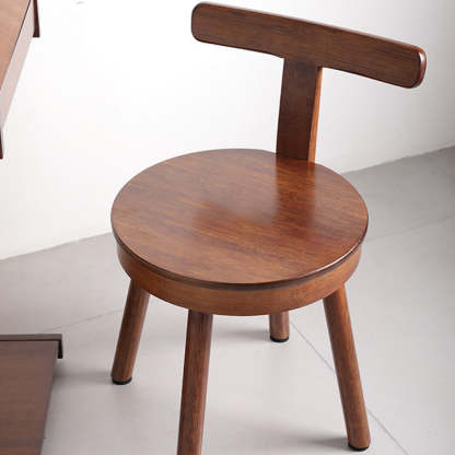 Retro Nanmu Bamboo Round Swivel Low Stool