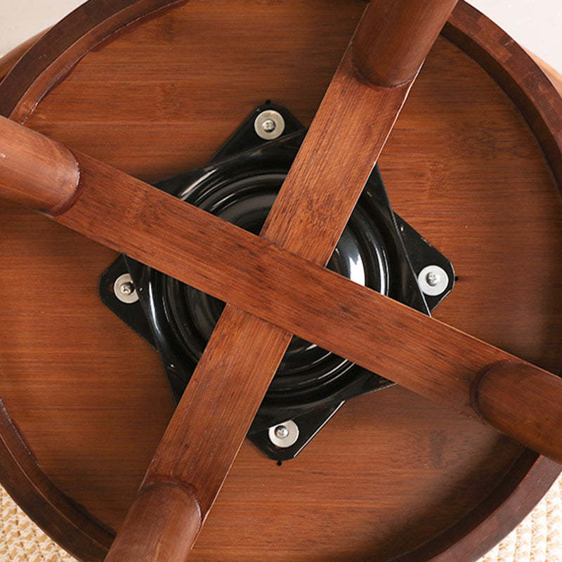 Retro Nanmu Bamboo Round Swivel Low Stool