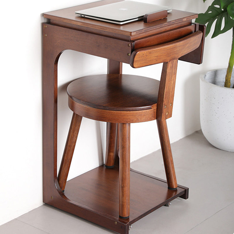 Retro Nanmu Bamboo Round Swivel Low Stool