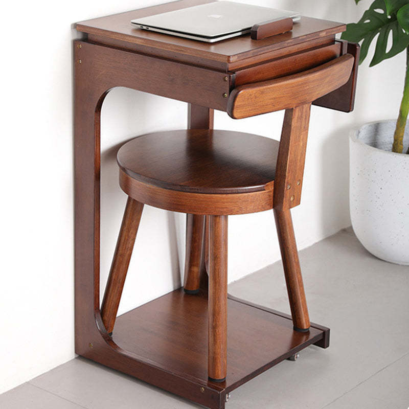 Retro Nanmu Bamboo Round Swivel Low Stool