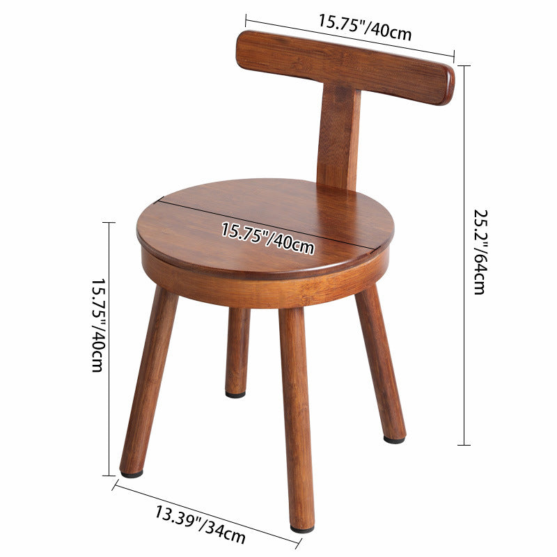 Retro Nanmu Bamboo Round Swivel Low Stool