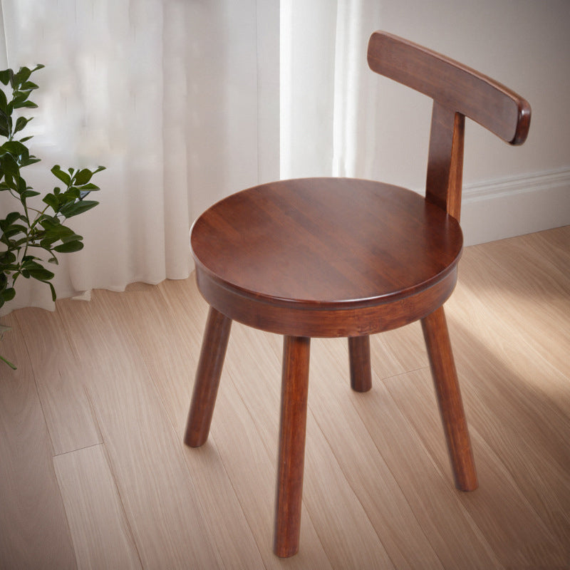 Retro Nanmu Bamboo Round Swivel Low Stool