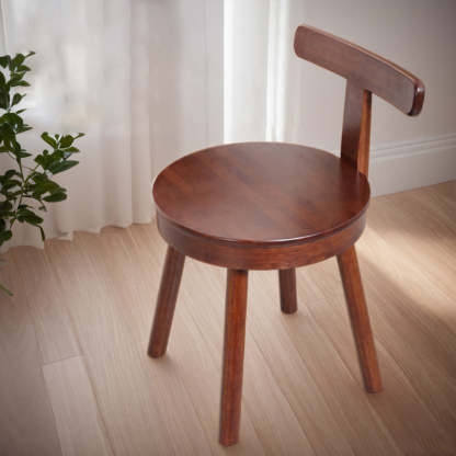 Retro Nanmu Bamboo Round Swivel Low Stool