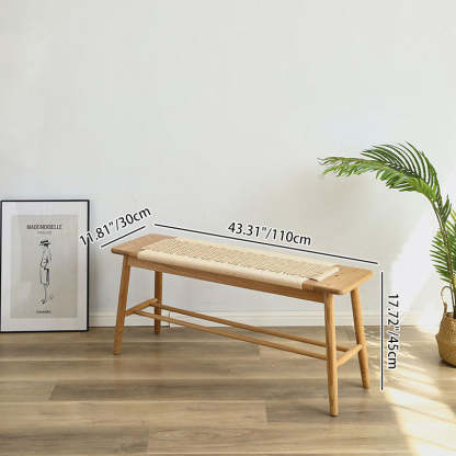 Nordic Oak Cherry Wood Cord 2-Tier Rectangular Bench — With Hanging Rack / Wood - Cherry Wood