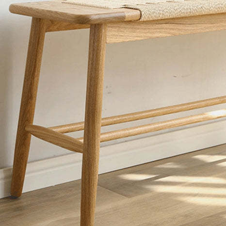 Nordic Oak Cherry Wood Cord 2-Tier Rectangular Bench — With Hanging Rack / Wood - Oak