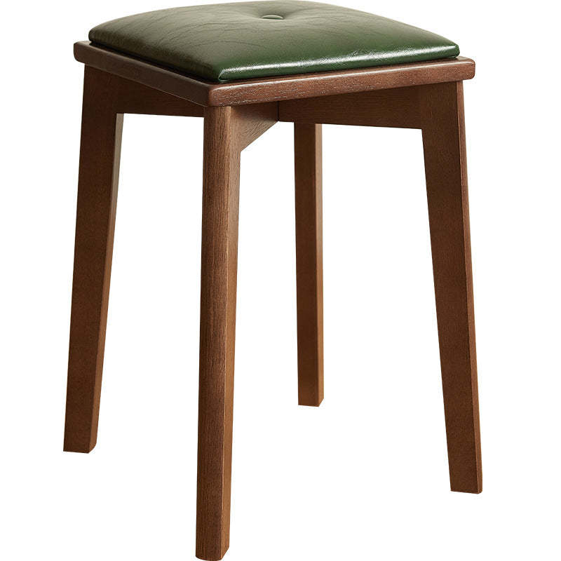Retro Microfiber Leather Rubberwood Vanity Stool
